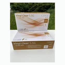 Вінілові рукавички CEROS Vinyl Clear 5.5G, розмір S, прозорі, 100 шт, без пудри