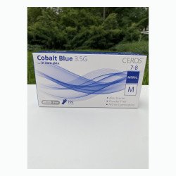 Нітрилові рукавички CEROS Cobalt Blue 3.5G, розмір M, блакитні, 100 шт, без пудри