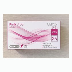 Нітрилові рукавички CEROS Pink 3.5G, розмір XS, рожеві, 100 шт, без пудри