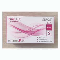 Нітрилові рукавички CEROS Pink 3.5G, розмір S, рожеві, 100 шт, без пудри